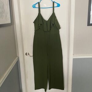 RACHEL Rachel Roy Olive Jumpsuit with Ruffle Detail